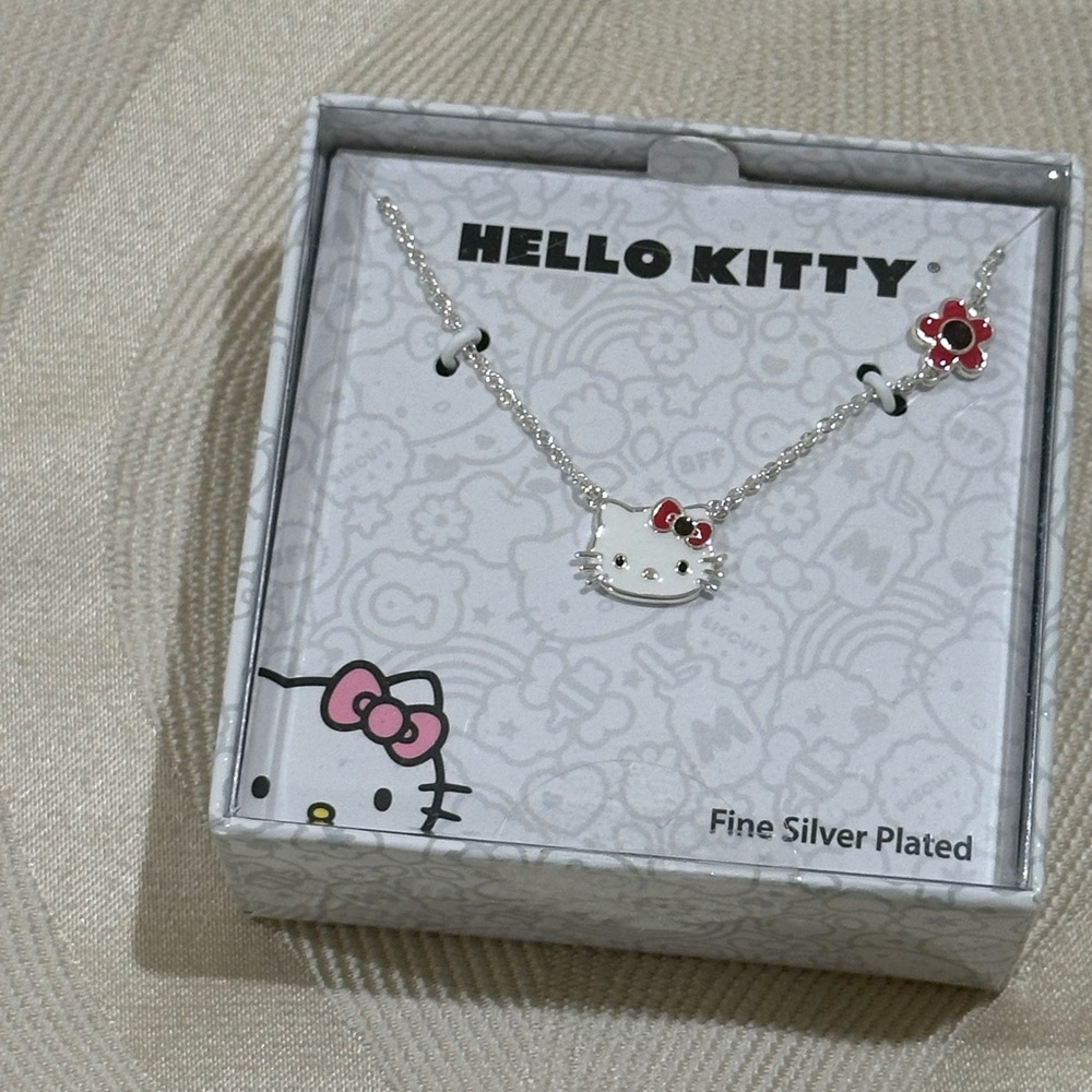 Hello Kitty Silver Plated Necklace with Red Accents